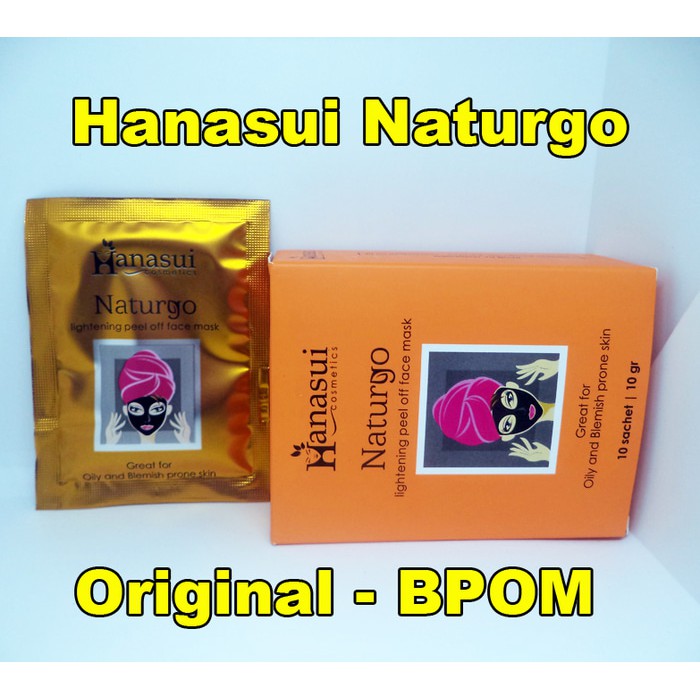 naturgo masker lumpur hanasui original bpom lightening mask hitam ori