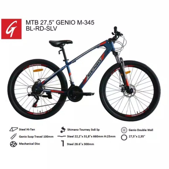 sepeda gunung MTB 27,5 GENIO M-345 hi-teen stell