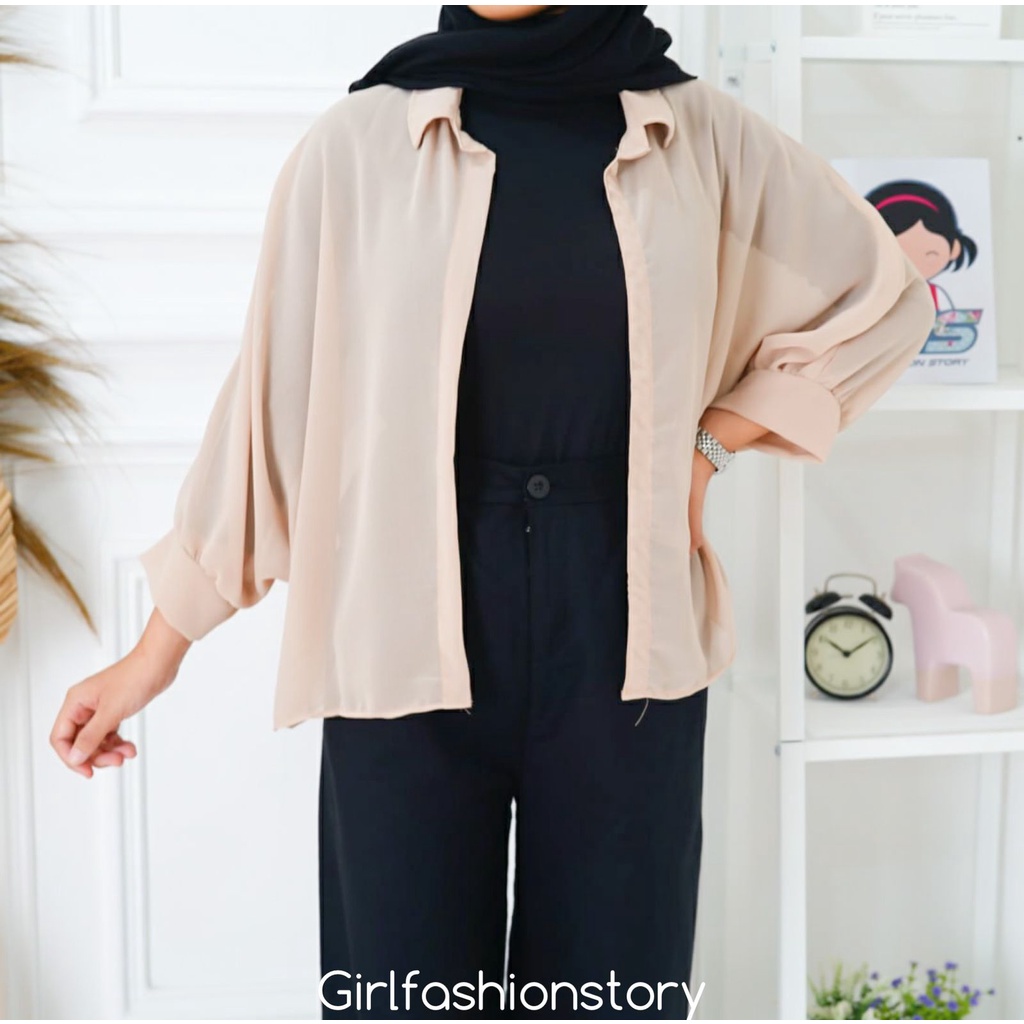 GFS AT FELECIA OVERSIZE SEETHROUGH OUTER-CERUTY BABYCREME