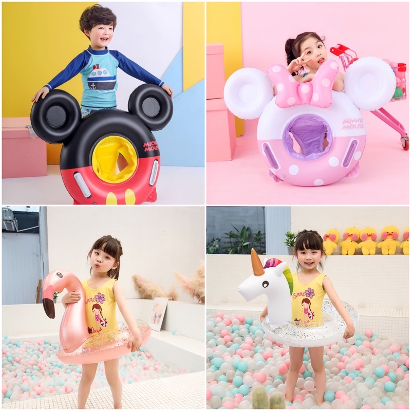 Ban Renang Anak Mickey Minnie Unicorn Flamingo | Pelampung Ban Anak Lucu