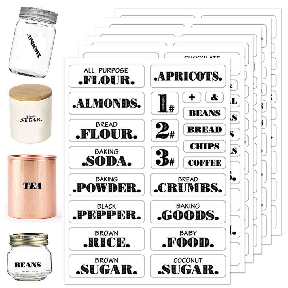 R-flower 132PCS Pantry Labels Decals Alat Penyimpanan Transparan Tag Organisasi Makanan