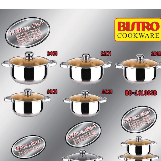 10 Panci Set/Cookwarewith Ss Cover (Bistro) Bo-1610Ssb Sarah78801