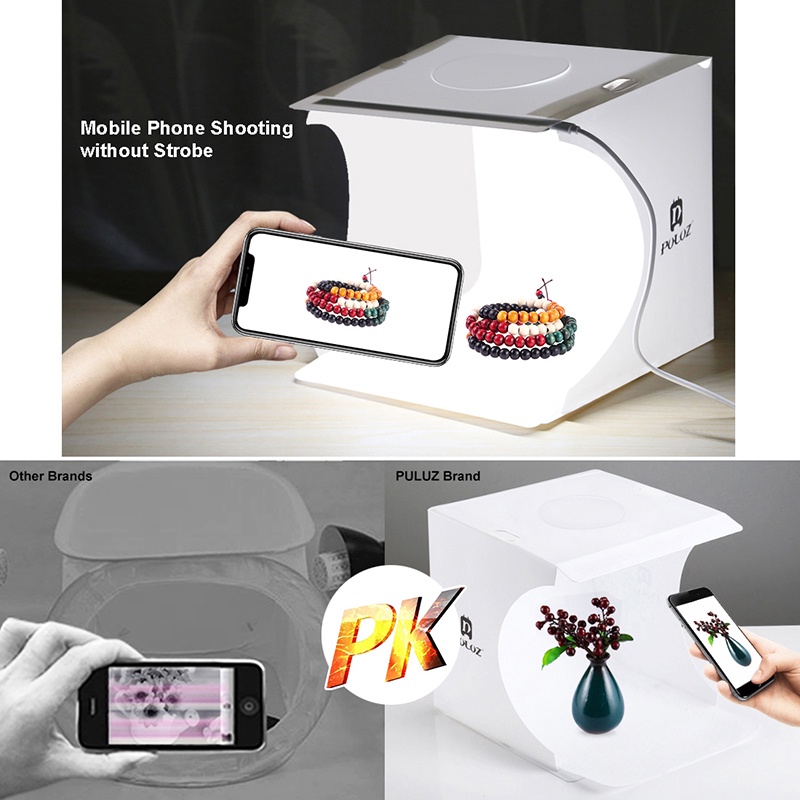 {LUCKID}Mini Folding Photography Studio Soft Box 2LED Lightbox Background Photo Kit