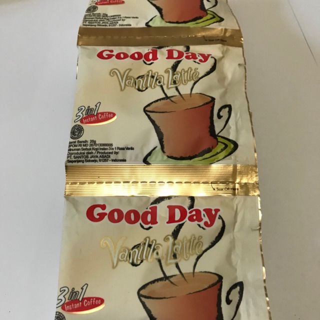 

KOPI GOOD DAY VANILLA LATTE 1 RENCENG 10 SACHET 20gr 20 gr - Putih vanila Gooday Saset