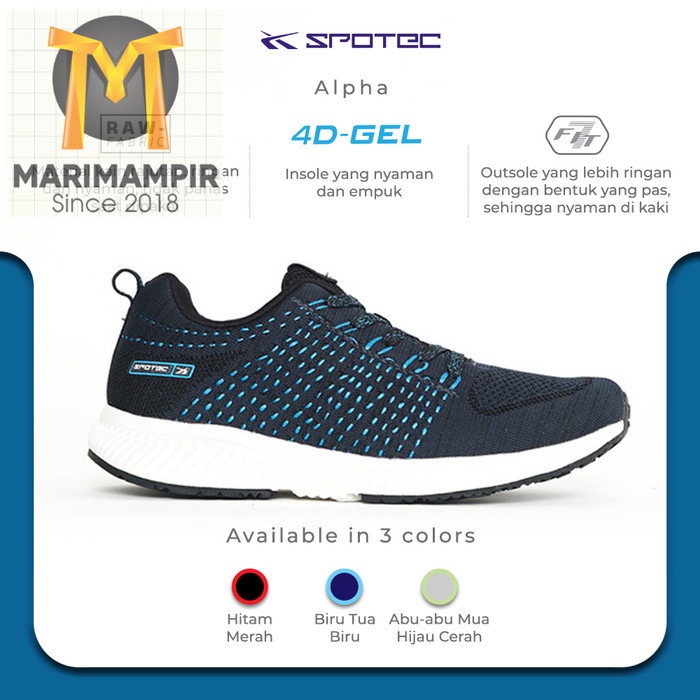 Marimampir SPOTEC Sepatu Running Alpha Biru Tua - Biru - 37