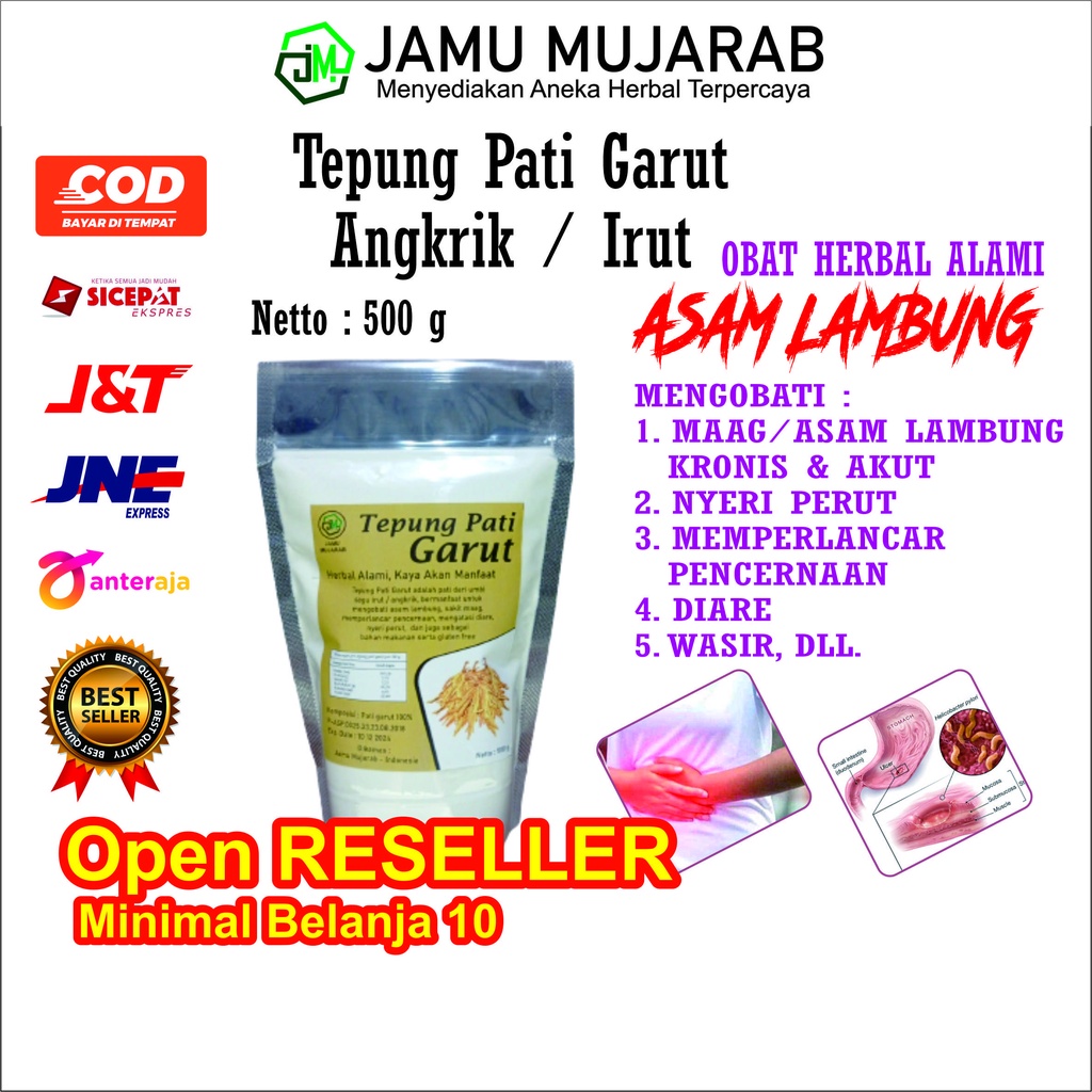

TEPUNG / PATI / GARUT / ASAM LAMBUNG / IRUT / ANGKRIK / MURNI / ASLI / 500G/ ARROWROOT / POWDER / OBAT / HERBAL / ALAMI / MAAG / LAMBUNG / AKUT / KRONIS / PENCERNAAN / DIARE / WASIR / KERACUNAN / BAHAN / MAKANAN / BERKUALITAS / GLUTEN / FREE / KUE /JENANG