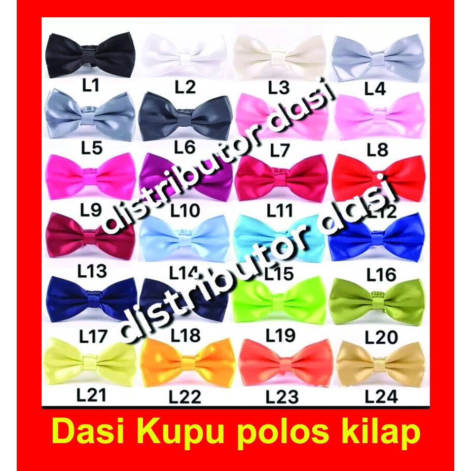 Distributor Dasi kupu polos silk satin premium dewasa anak ready stock