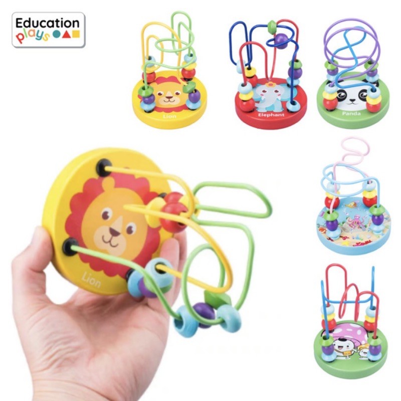 Mainan Edukasi Bayi / Alur kawat kayu / Wooden Beads Maze / Wire Maze - Jamur