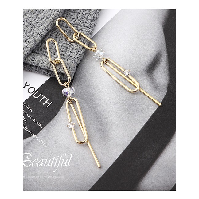 LRC Anting Tusuk Fashion Gold Plated Gold-plated Euro Chain Tassel S925 Silver Needle Earrings D6278