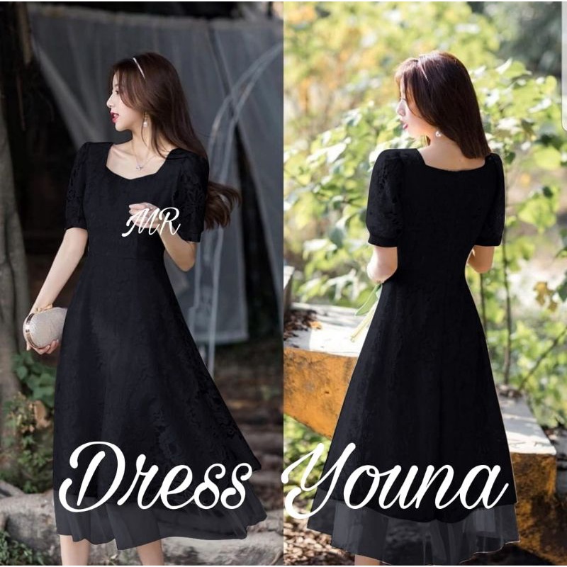 DRESS FASHION YOUNA, BRUKAT FURING, MAXY DRESS, 2 UKURAN