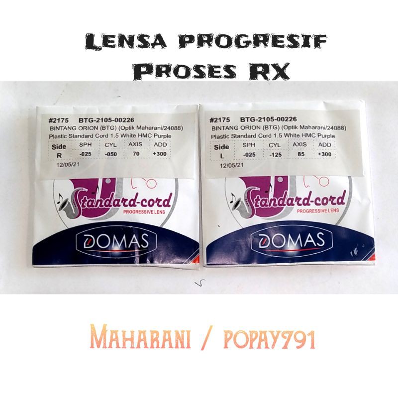 LENSA PROGRESIF GOSOK / PROSES RX STANDARD CORD/FLEXI CORD/BALANCE CORD DOMAS