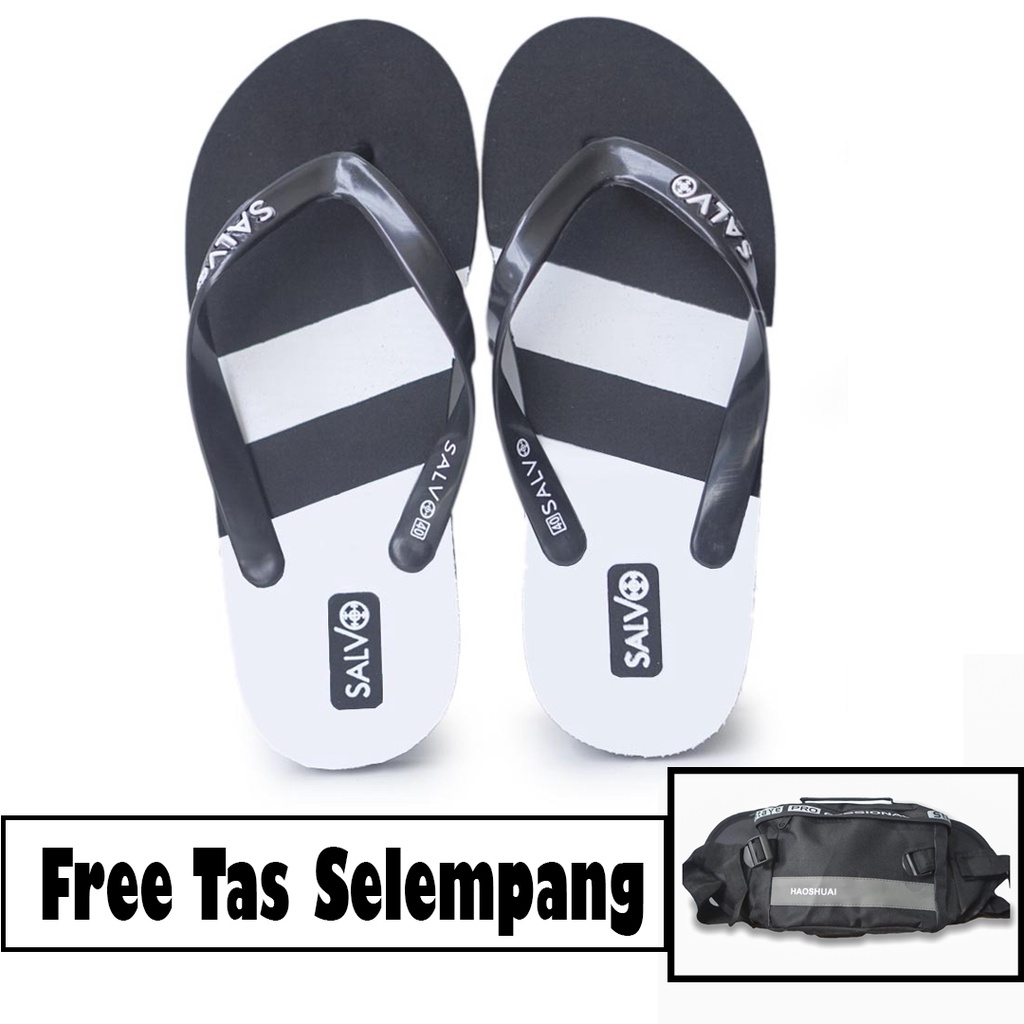 sendal jepit distro pria salvo free tas selempang pria