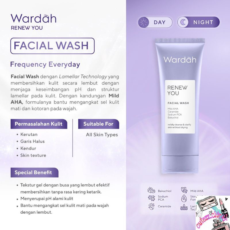 ☃Cutezz_Ching1☃New!!! Wardah Renew You Anti Aging Facial Wash 100ml