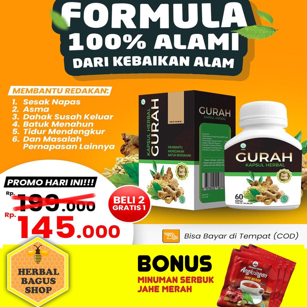 Jual Obat Herbal Gurah Pernapasan Bpom 60 Kapsul Melancarkan Pernafasan Indonesiashopee Indonesia 5057