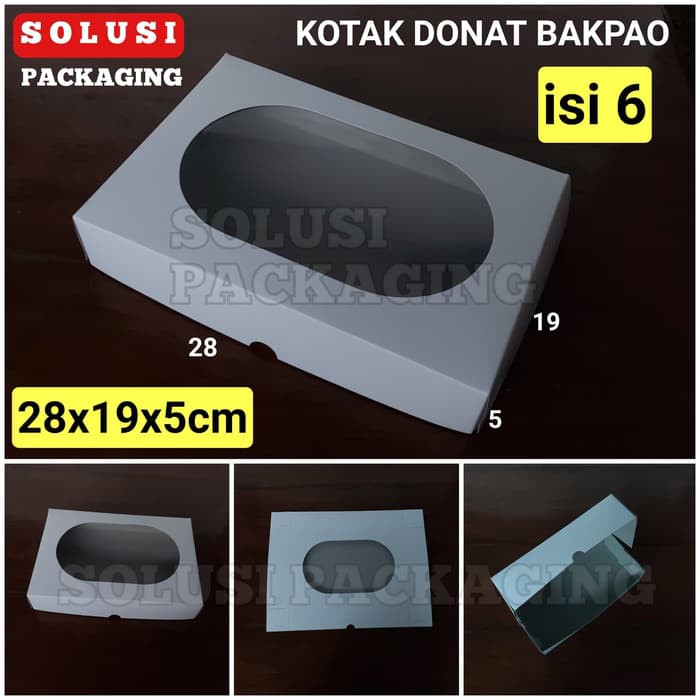 

50 PCS KARDUS DONAT BAKPAO ISI 6 PUTIH POLOS/KOTAK KUE ROTI/DUS ROTI DOS BOX