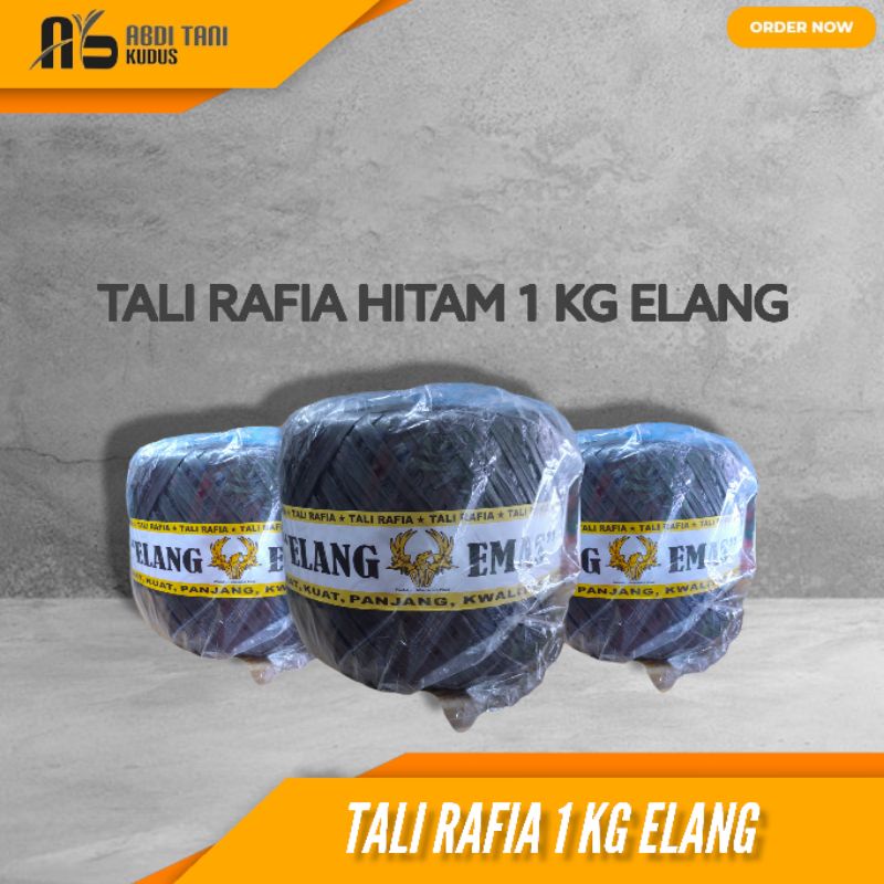 TALI RAFIA HITAM 1 KG ELANG EMAS | RAFIA | TALI PLASTIK RAFIA | RAFIA 1 KG