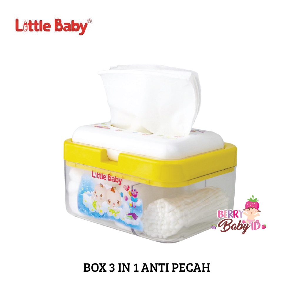 Little Baby Box 3in1 Tempat Tisu Kapas Cottonbuds Bayi Paket Perawatan Bayi Berry Mart