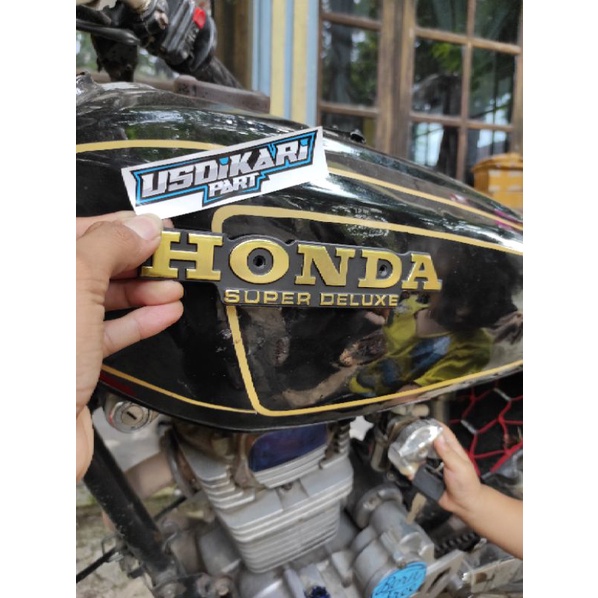 logo emblem timbul tangki tanki gl 100 gl100 honda super delux bahan kuningan emblem super deluxe ta