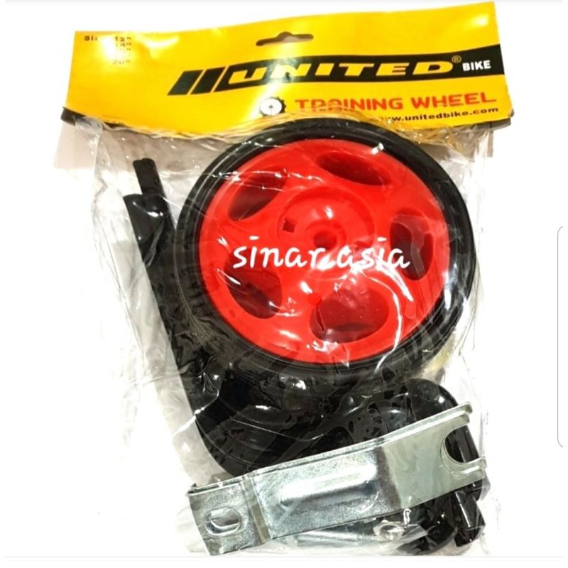 Roda samping / training wheel sepeda size 12 - 18&quot; / 12 - 20&quot; merk United ( 1set) - bahan tebal