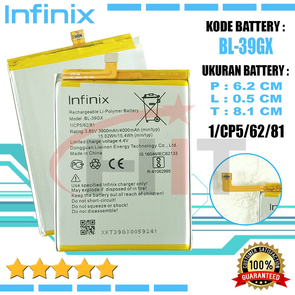 Baterai Battery Infinix BL-39GX / Hot S3 X573 , Hot 6 Pro X608