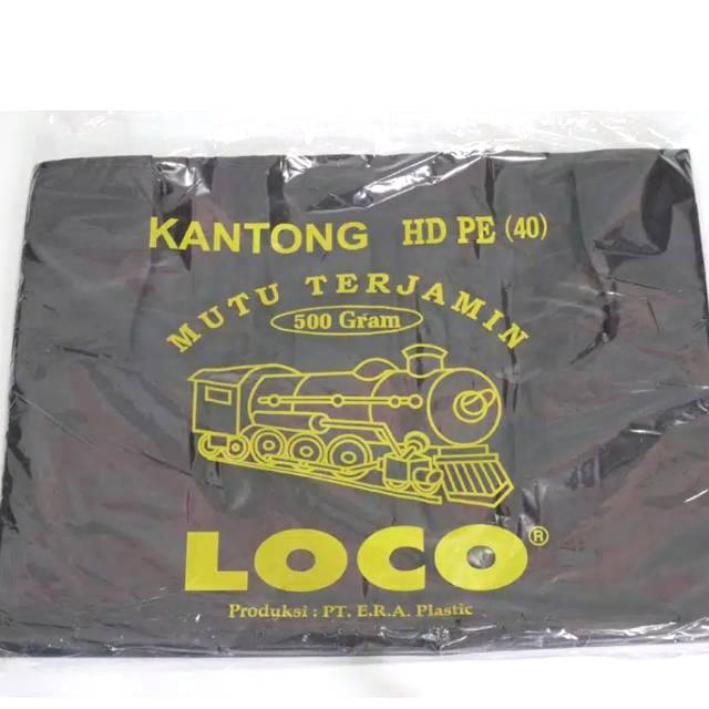 Kantong Hitam LOCO plastik 500gr (TEBAL) HD PE UK 40 /35 /28 /24 /17 kresek (no.106)