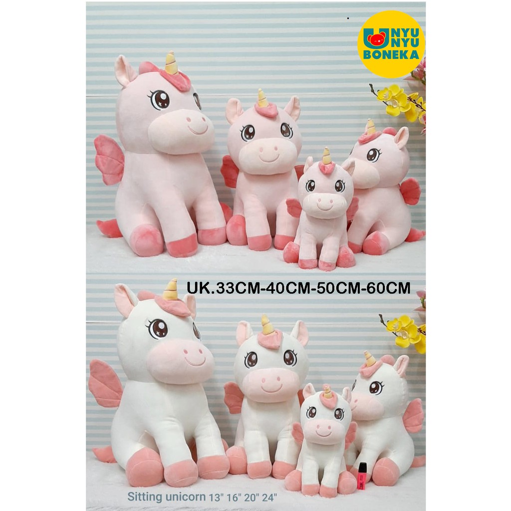 Boneka Kudaponi Tanduk Sitting Unicorn Sayap Impor Kado Ultah Suprise Hadiah Anivversarry