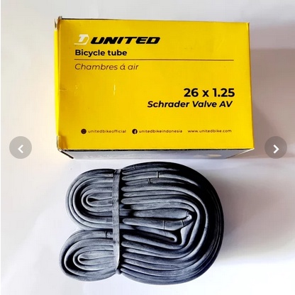 BAN DALAM SEPEDA MTB UNITED 26 x 1.25 AV PENTIL MOTOR