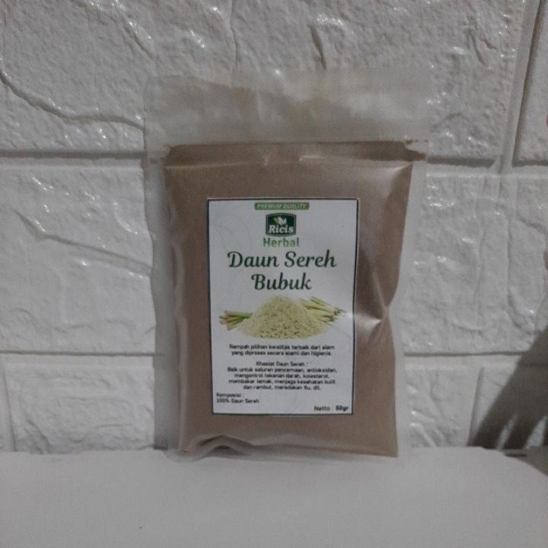 bubuk daun sereh herbal daun sereh bubuk daun serai bubuk herbal obat anosmia  netto 50 gram