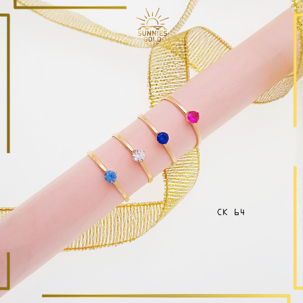 CINCIN WANITA EMAS ASLI KADAR 375 (8 KARAT) CINCIN SOLITAIRE UKURAN KECIL MATA MINIMALIS CUTE - CK 6