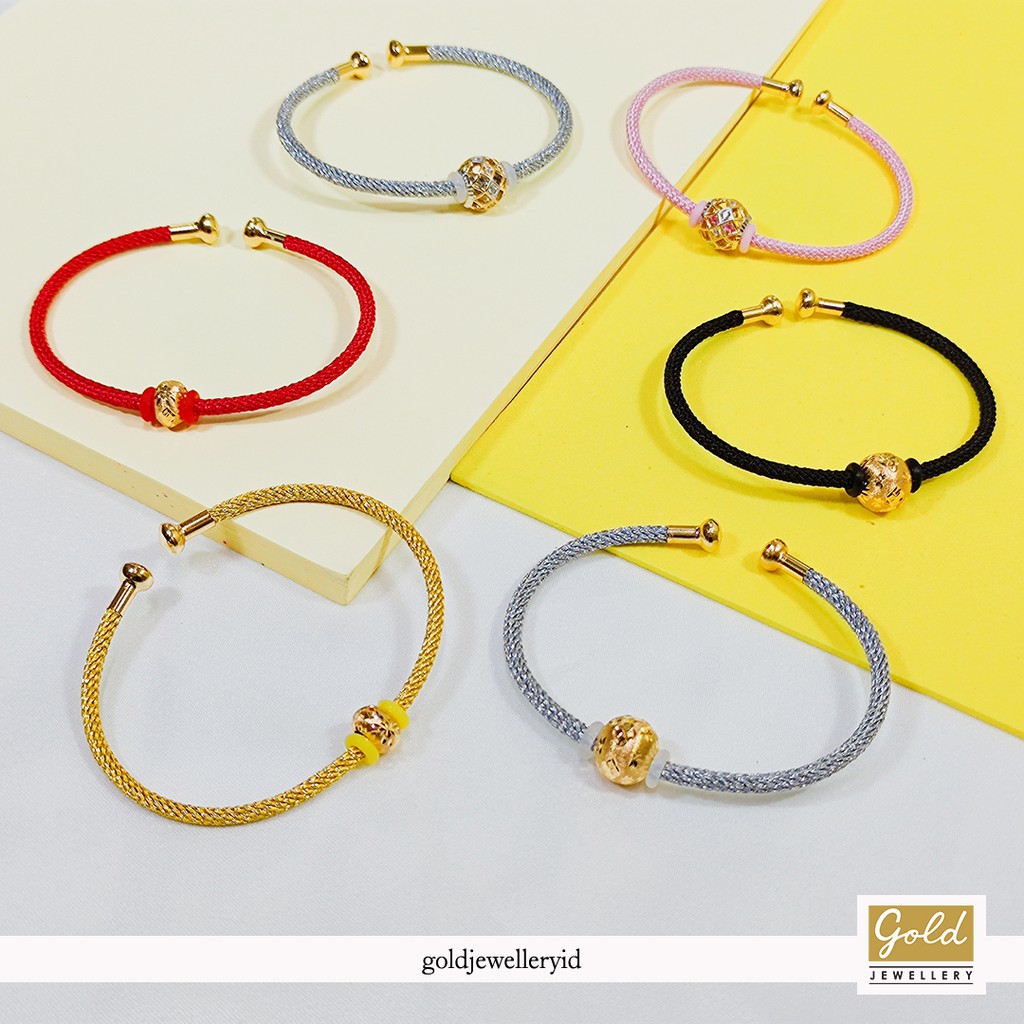 Gelang tali emas kuning  700 16k ball series tali open