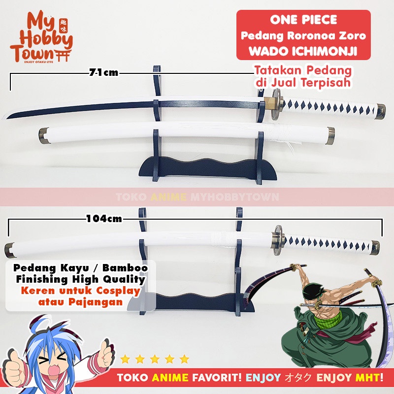 Replika Pedang Bambu One Piece Roronoa Zoro Wado Ichimonji Cosplay Anime