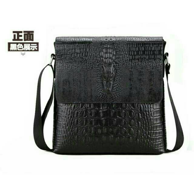 TAS SELEMPANG MOTIF BUAYA PRIA-TAS ALIGATOR-TAS IMPOR-TAS KULIT TREND-SLINGBAG-TAS KULIT COWOK
