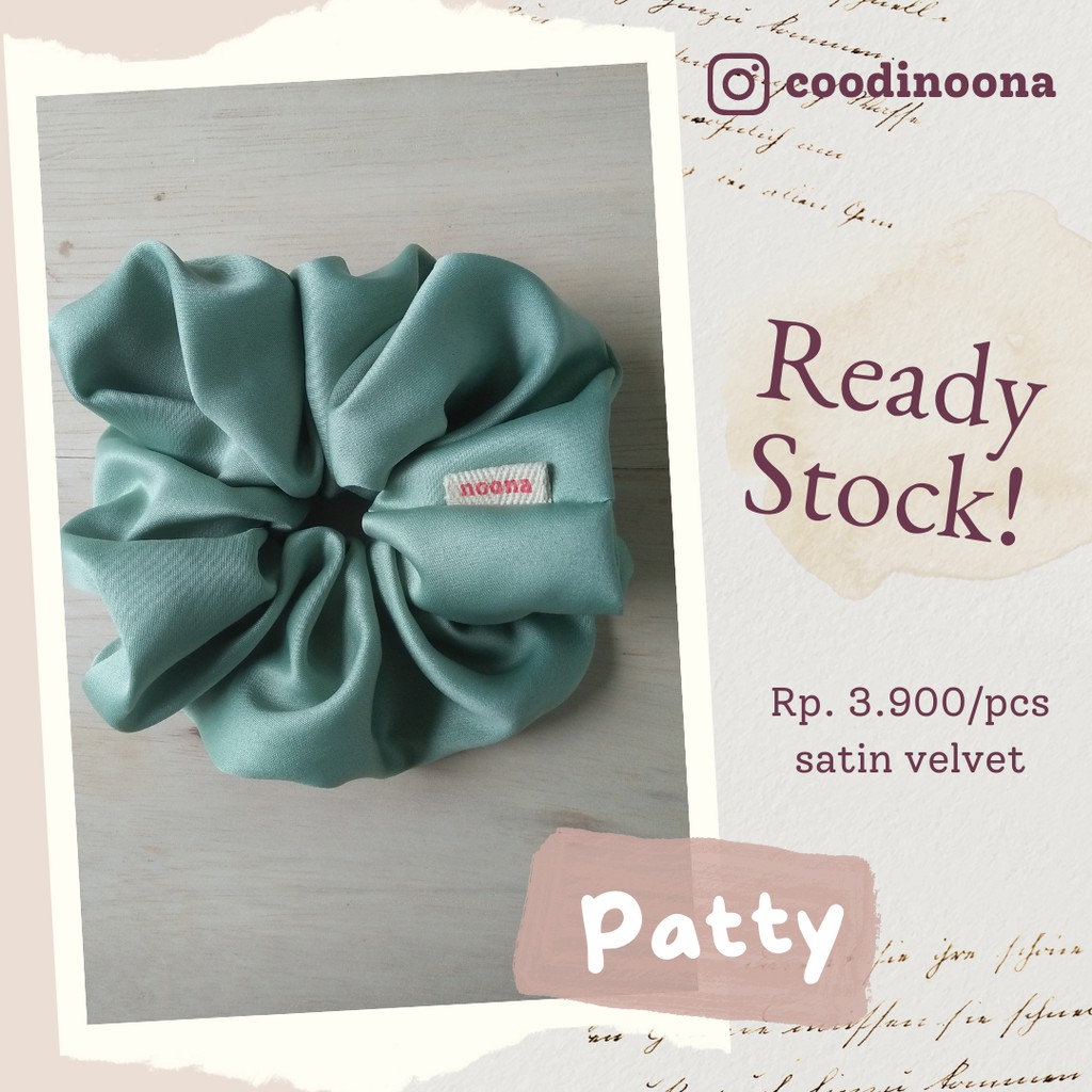 PATTY scrunchie cool mint/scrunchie satin/ikat rambut kain/ikat rambut/ karet rambut