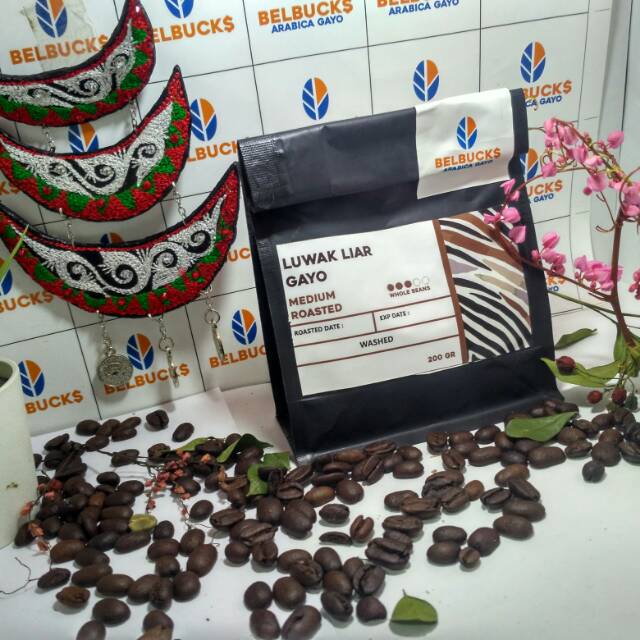 

Bubuk/biji kopi arabica luak liar Gayo medium roasted /200 gram