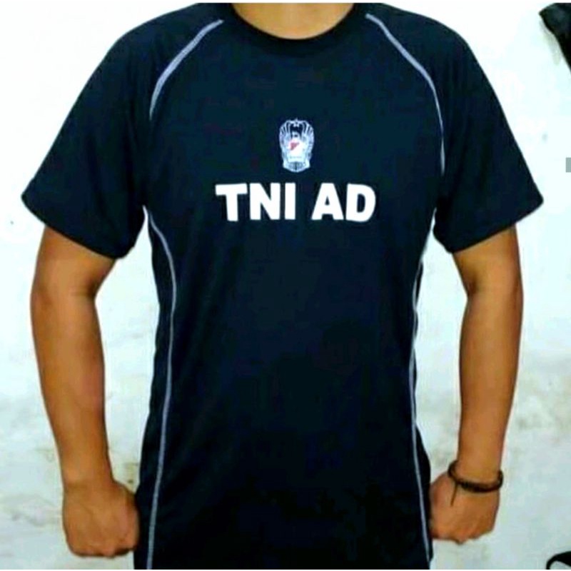 Kaos TNI AD Jersey Hitam - Celana Parasut TNI AD Hitam