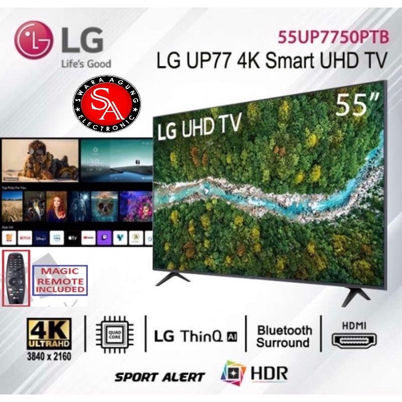 Led UHD Smart TV 55 Inch LG Type: 55UP7750 (Khusus Daerah Medan)
