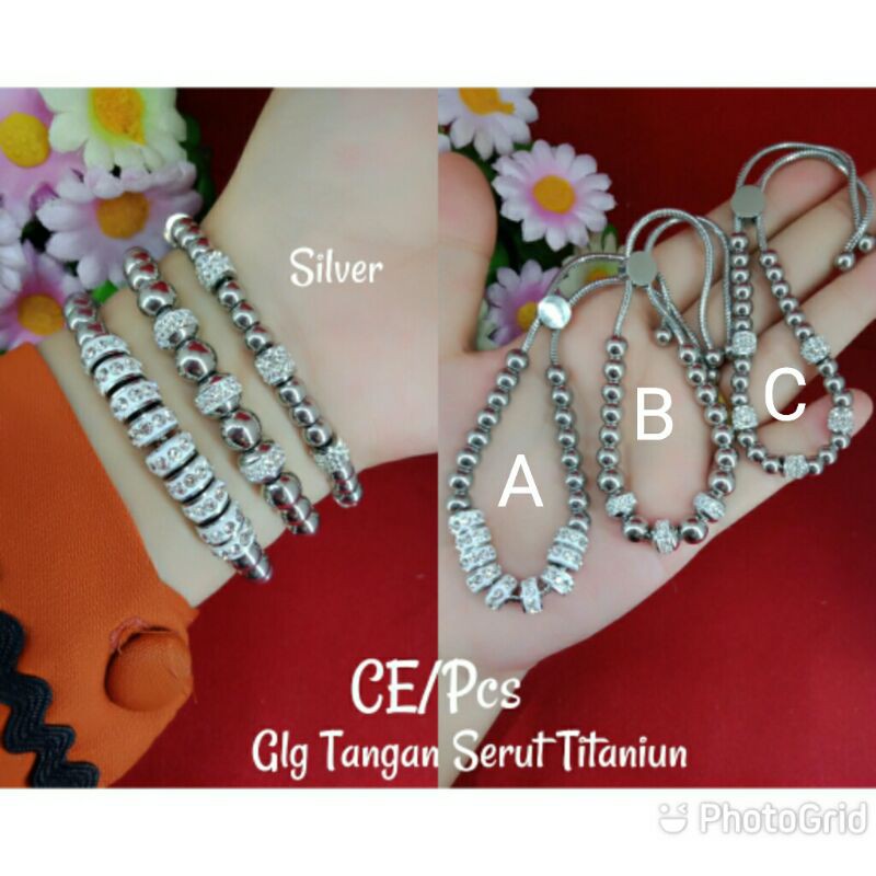 GELANG ASLI TITANIUM SERUT SILVER