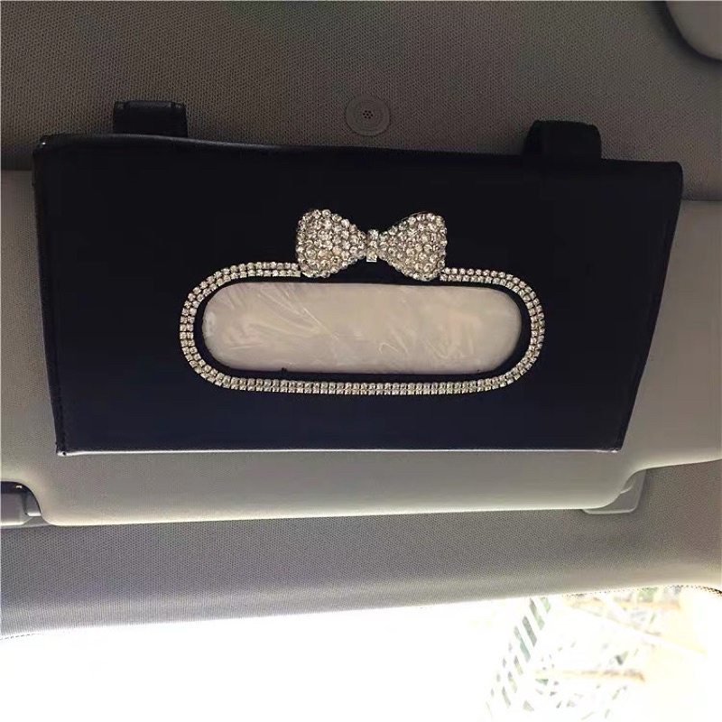 Tempat tissue mobil angsa swan bungq lily mahkota SLIM MODE Tempat Tissue Motif Silang Tisu Jepit Sunvisor Slot Pintu atau Kantong Belakang Jok Mobil