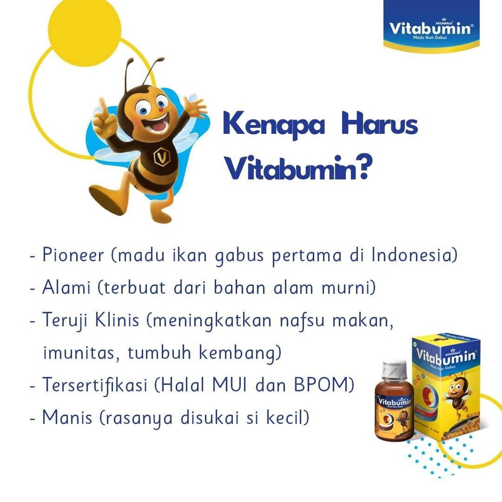 Vitabumin 60ml - Vitami Penambah Nafsu Makan Daya Tahan Tubuh Madu Ikan Gabus Anak
