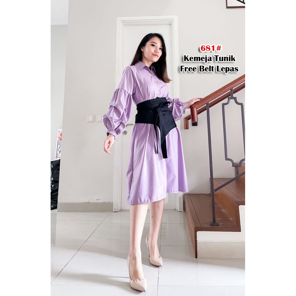 Dress Kemeja fashion wanita / dress kemeja wanita polos / dress casual polos JessicaCollection 681#