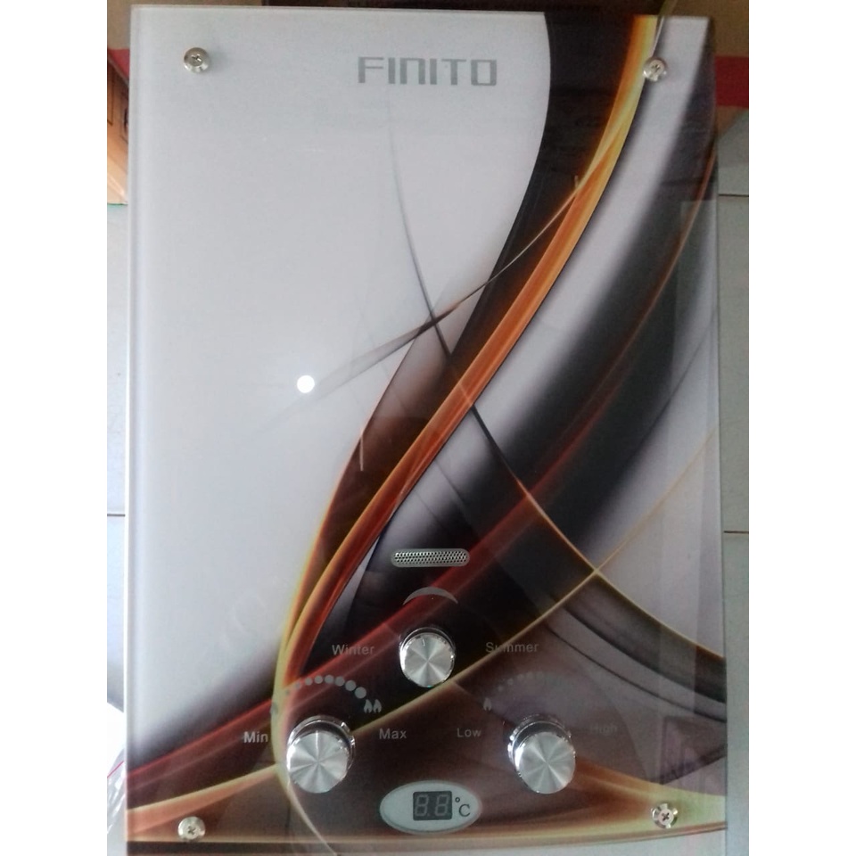 PEMANAS AIR ATAU WATER HEATER FINITO DIGITAL GLASS KACA GAS LPG