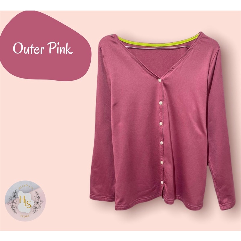 CARDIGAN OUTER PINK LENGAN PANJANG