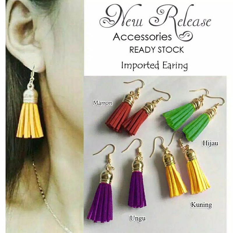 Anting Tusuk Rumbai | Anting-anting Wanita | Aksesoris Anting Korea | Aksesoris Fashion