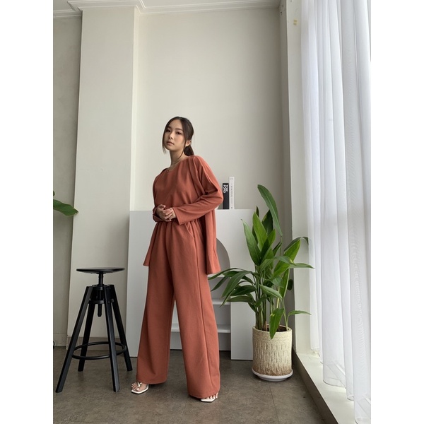 Gabrielle 3 in 1 Long Set-Apricot
