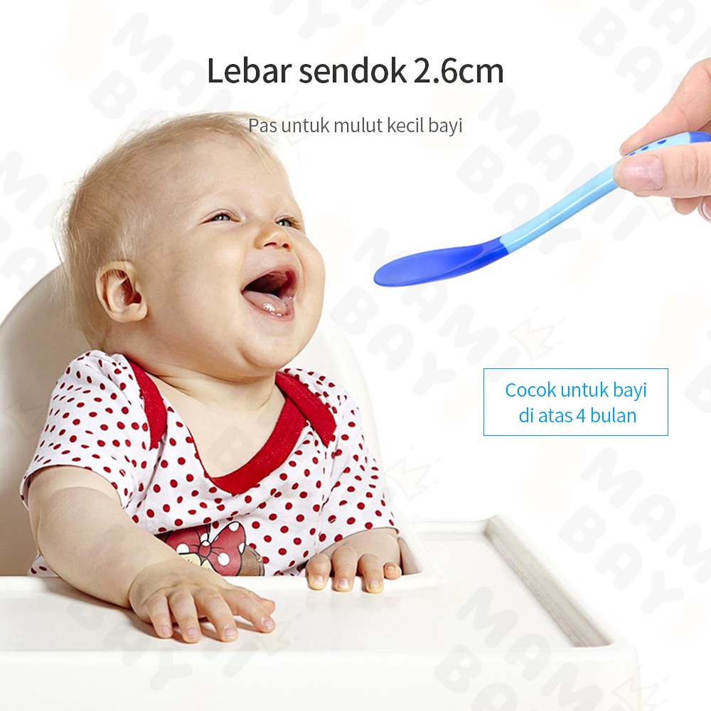 OKEYI Peralatan makan bayi Sensor Panas sendok plastik dan garpu bayi