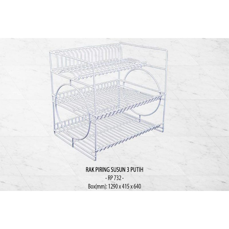 RAK piring tiga susun rak piring besar