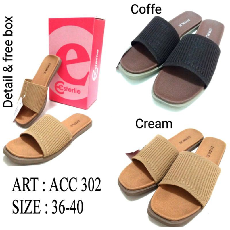 SANDAL SELOP DEWASA WANITA ESTERLIE ART ACC 302 SIZE 37-40 Warna cream coffe