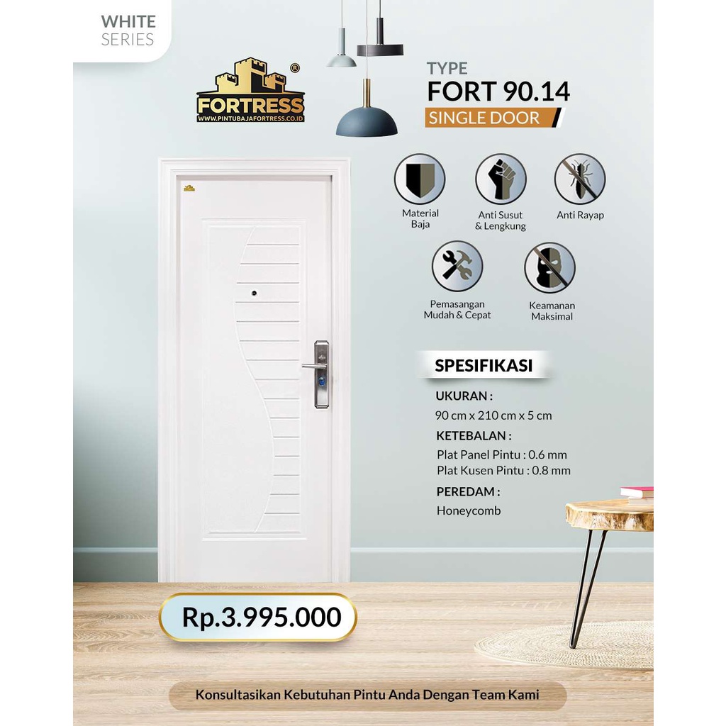 FORTRESS Pintu Baja 90.14 /Pintu Besi/Pintu Rumah/Pintu Kamar KANAN
