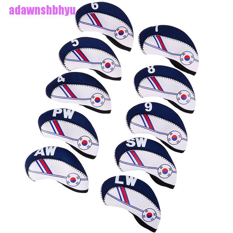 10pcs / set Cover Pelindung Kepala Tongkat Golf Bahan Neoprene