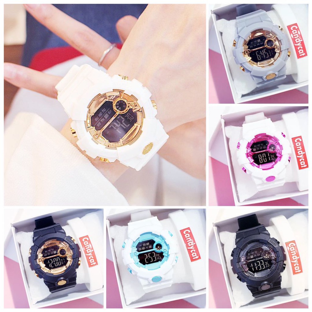 [COD] Jam Tangan Digital Wanita CandyCat Tali Rubber / Jam Tangan Wanita CandyCat Import